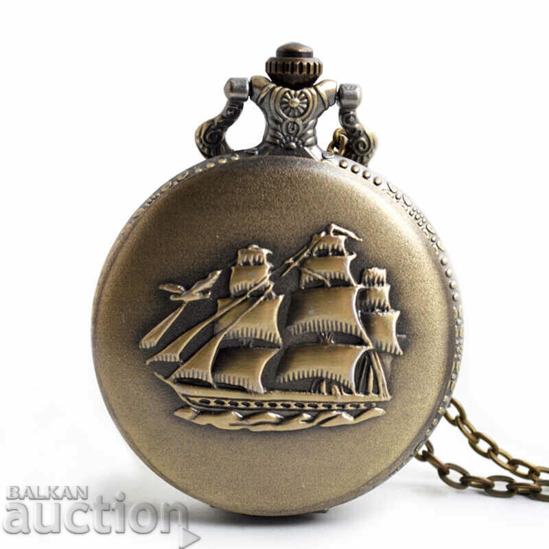 New Pocket watch with ship sails masts sails ocean sailor