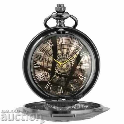 Аукцион Нов Джобен часовник черен око фентъзи магьоснически символи Аукцион Нов Джобен часовник черен око фентъзи магьоснически символи