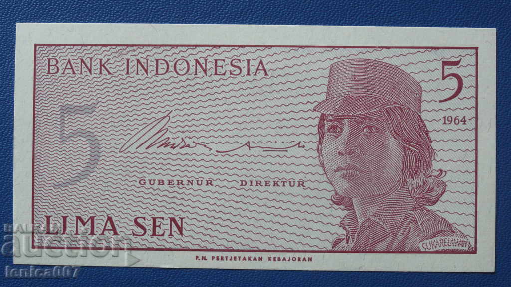 Indonesia 1964 - 5 Sen UNC - 5 Indonesia 1964 - 5 Sen UNC - 5