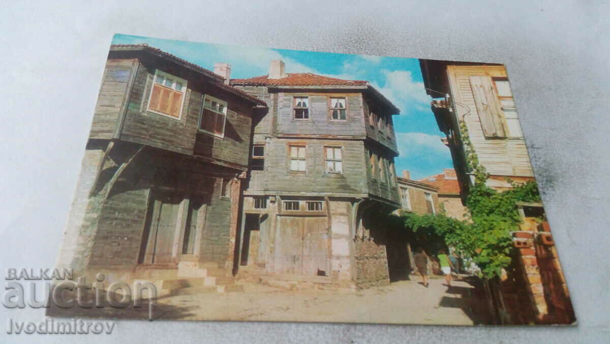 Пощенска картичка Созопол Стари къщи 1968