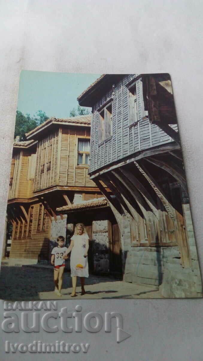 Пощенска картичка Созопол Стари къщи 1984