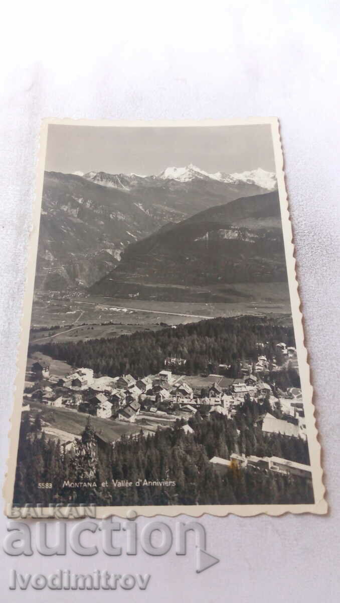 Carte poștală Montana et Vallee d'Annivers 1957