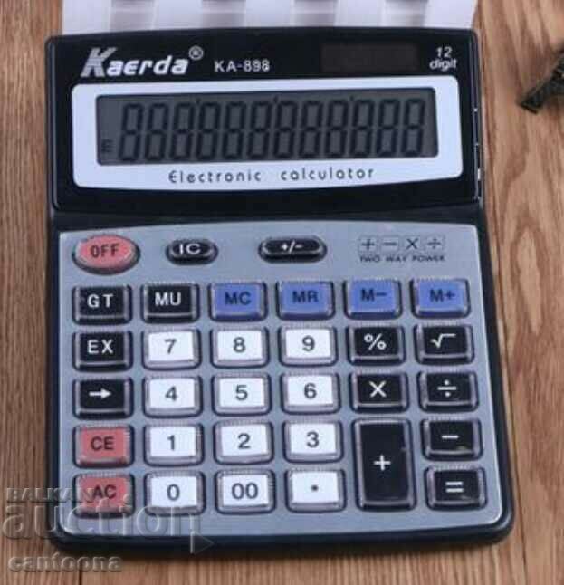 Голям калкулатор Kaeda KA-898, екран с 12 знака, соларен