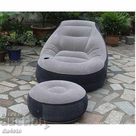 Inflatable, armchair armchair barbaron and pouf stool suede Int with price 65.00 BGN | € 33.23
