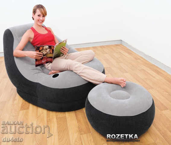 Inflatable, armchair armchair barbaron and pouf stool suede Int - 5