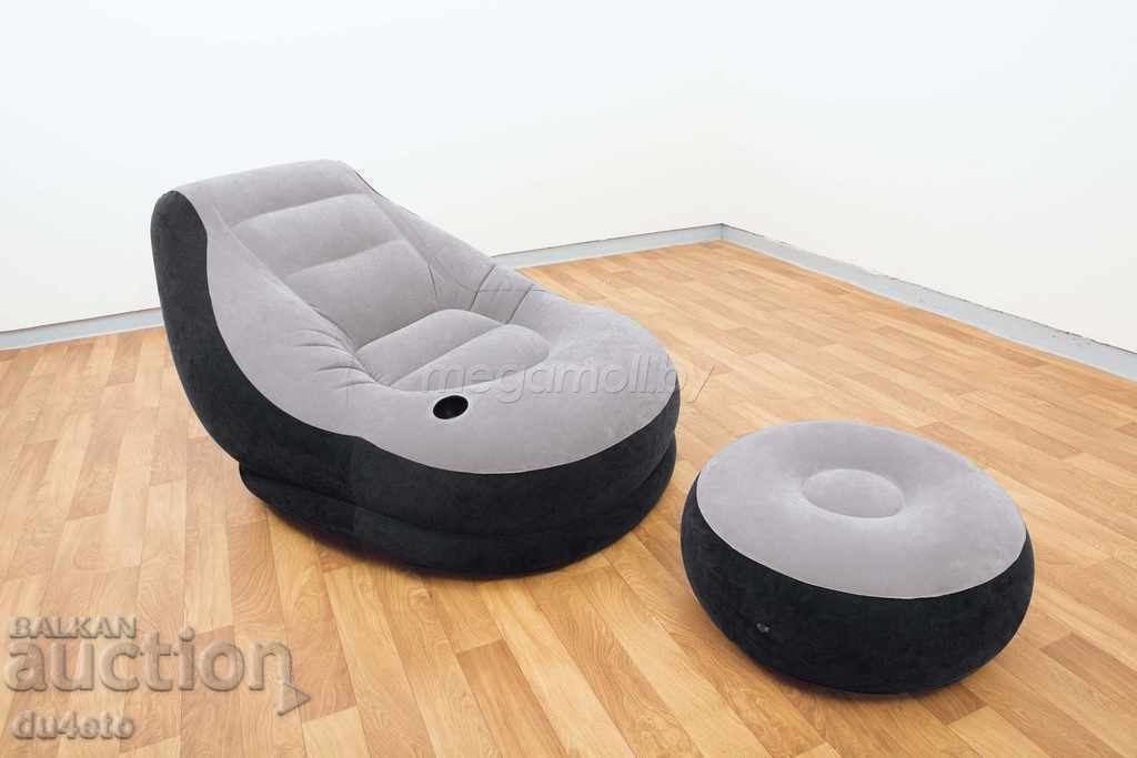 Inflatable, armchair armchair barbaron and pouf stool suede Int - 6