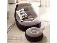 Inflatable, armchair armchair barbaron and pouf stool suede Int