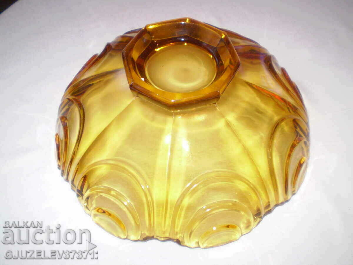 Old Crystal Glass CARAMEL COLOR Massive Bowl, Fructier with price 89.00 BGN | € 45.50 Old Crystal Glass CARAMEL COLOR Massive Bowl, Fructier with price 89.00 BGN | € 45.50
