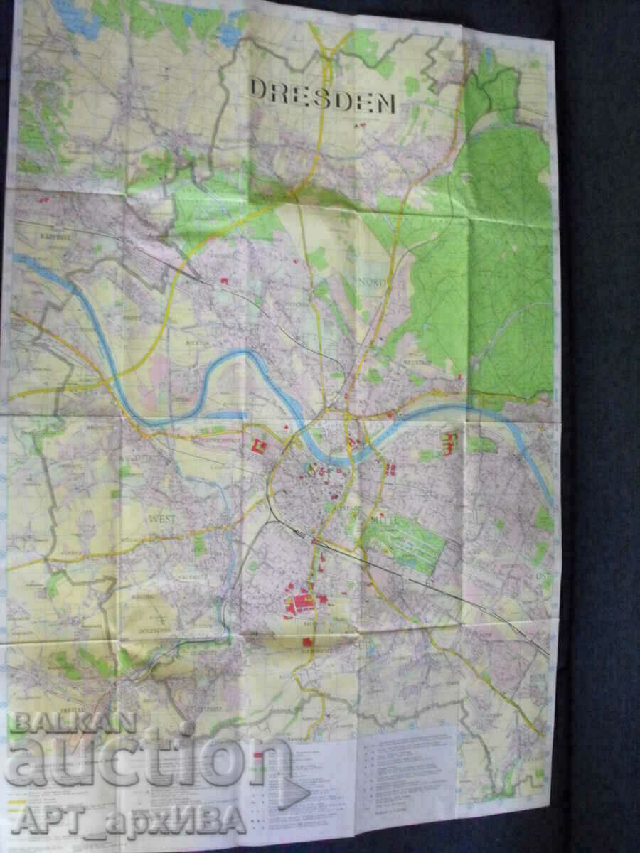 Map of DRESDEN. Dimensions: 66/96 cm, face and back.