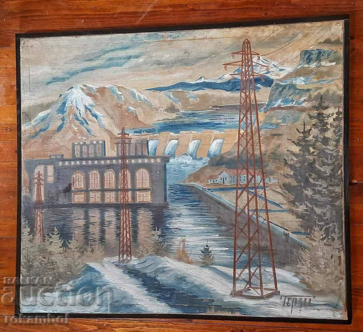 Large painting Industrial landscape by Asen Terziev Large painting Industrial landscape by Asen Terziev