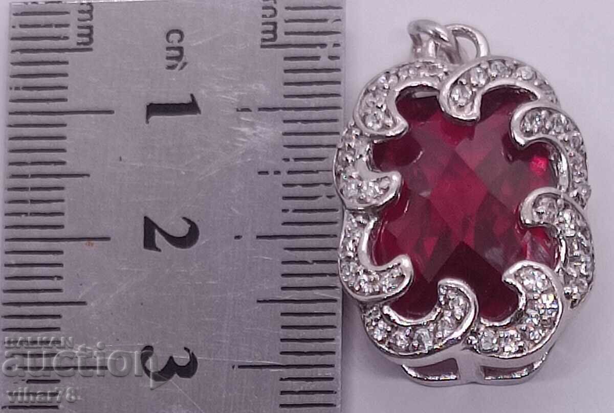 Delivery of SILVER PENDANT WITH HUGE RUBY AND FIANITES Delivery of SILVER PENDANT WITH HUGE RUBY AND FIANITES