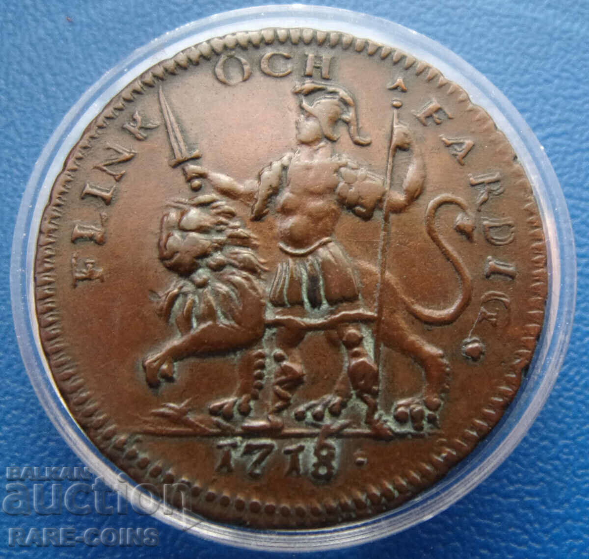 Sweden Karl XII 1 Daler 1718 Rare Original