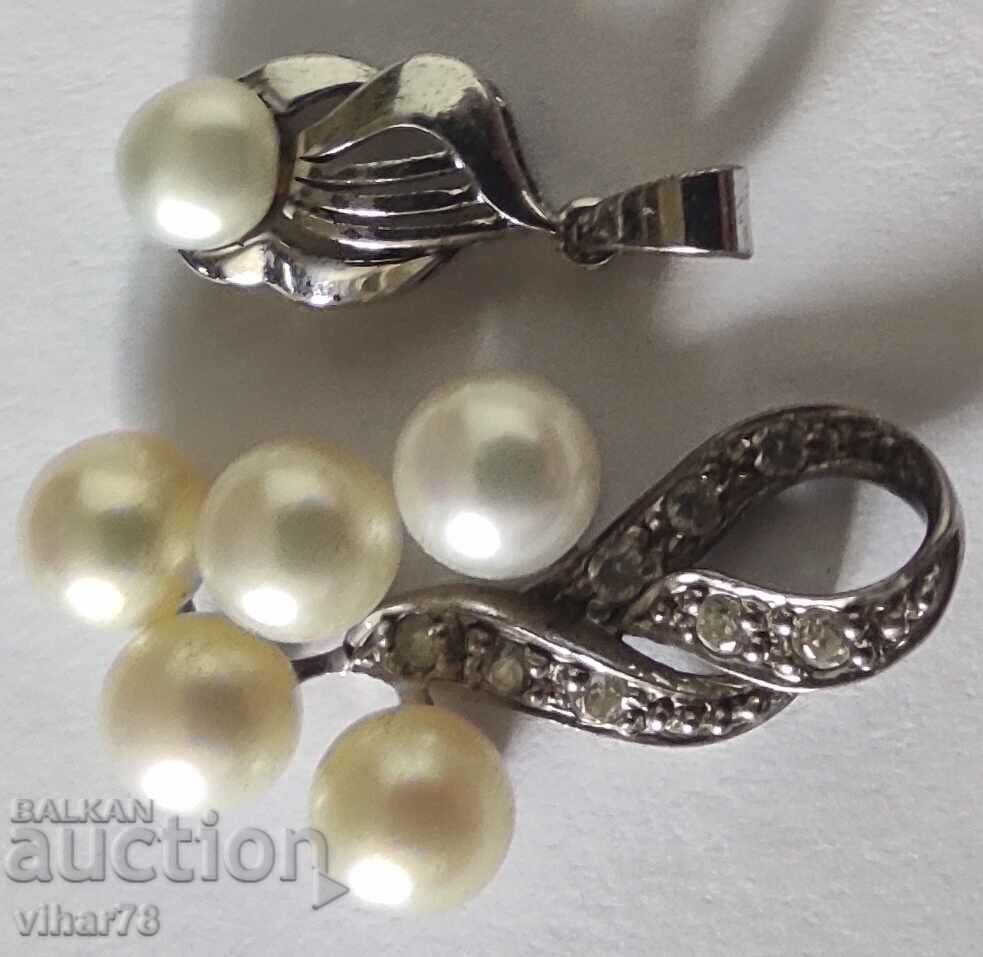 LOT OF TWO SILVER PENDANTS WITH PEARLS with price 59.99 BGN | € 30.67 LOT OF TWO SILVER PENDANTS WITH PEARLS with price 59.99 BGN | € 30.67