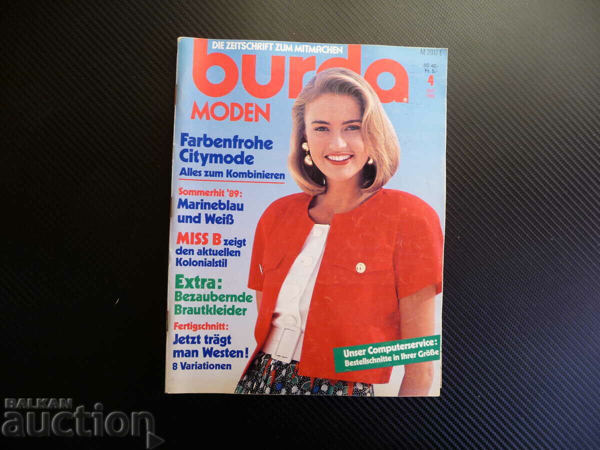Burda 4/1989 magazine cuts models fashion clothes dresses women's