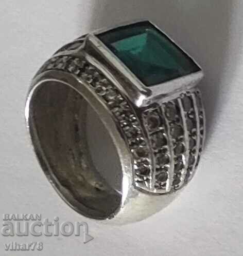 SOLID SILVER RING WITH TOURMALINE AND FORGED ZIRCONIA with price 149.99 BGN | € 76.69 SOLID SILVER RING WITH TOURMALINE AND FORGED ZIRCONIA with price 149.99 BGN | € 76.69