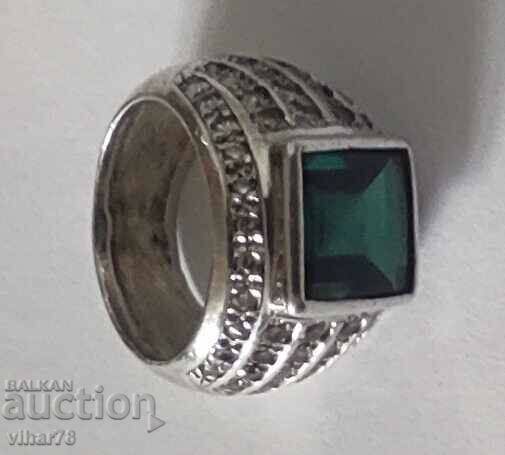 Auction SOLID SILVER RING WITH TOURMALINE AND FORGED ZIRCONIA Auction SOLID SILVER RING WITH TOURMALINE AND FORGED ZIRCONIA