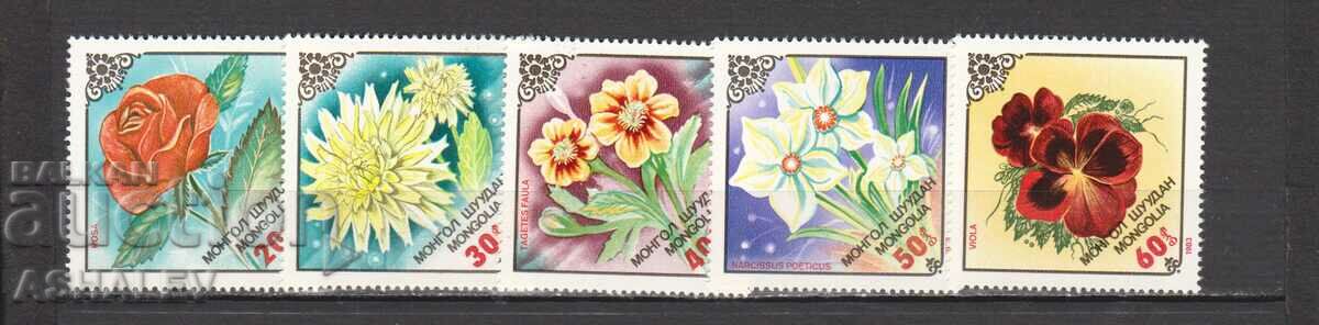 Μογγολία - Λουλούδια /ημιτελή/ 5 γραμματόσημα**