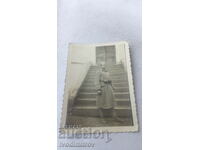 Photo Serbian soldier in front of stairs 1930