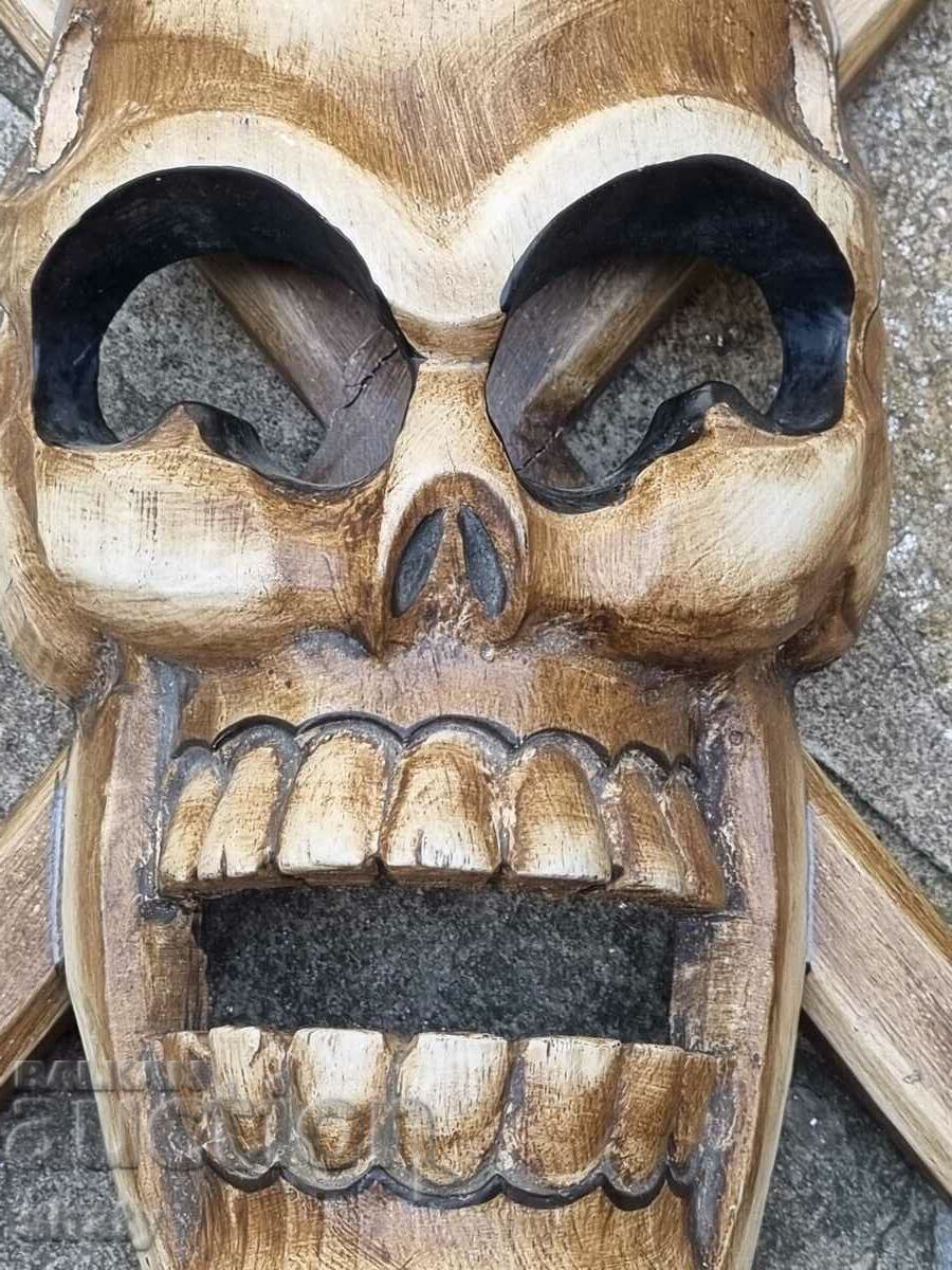Wooden skull with bones. Pirate crest with price 55.00 BGN | € 28.12 Wooden skull with bones. Pirate crest with price 55.00 BGN | € 28.12