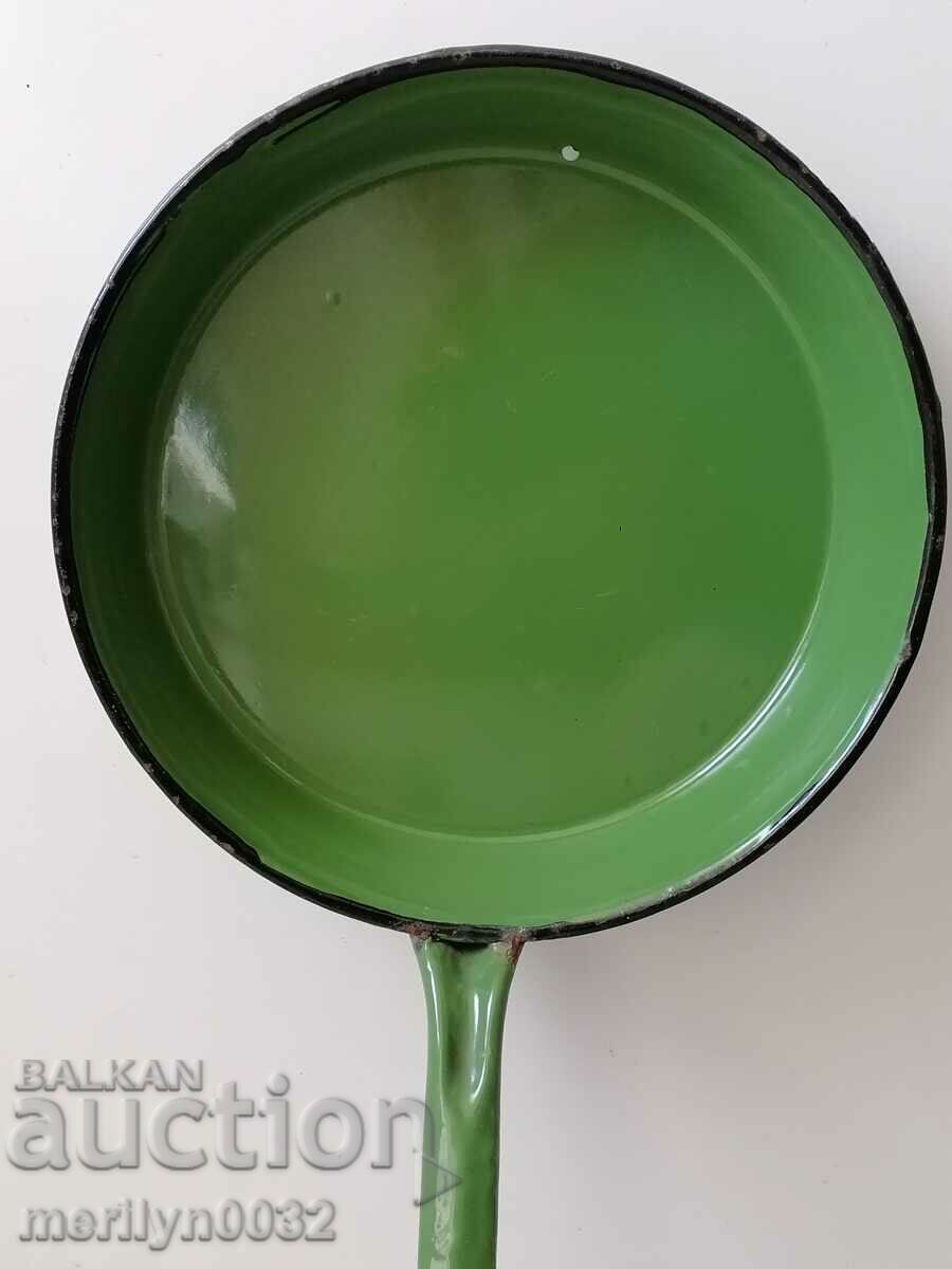 Old enameled dish, pan with enamel, 1955, Sofia NRB with price 55.00 BGN | € 28.12