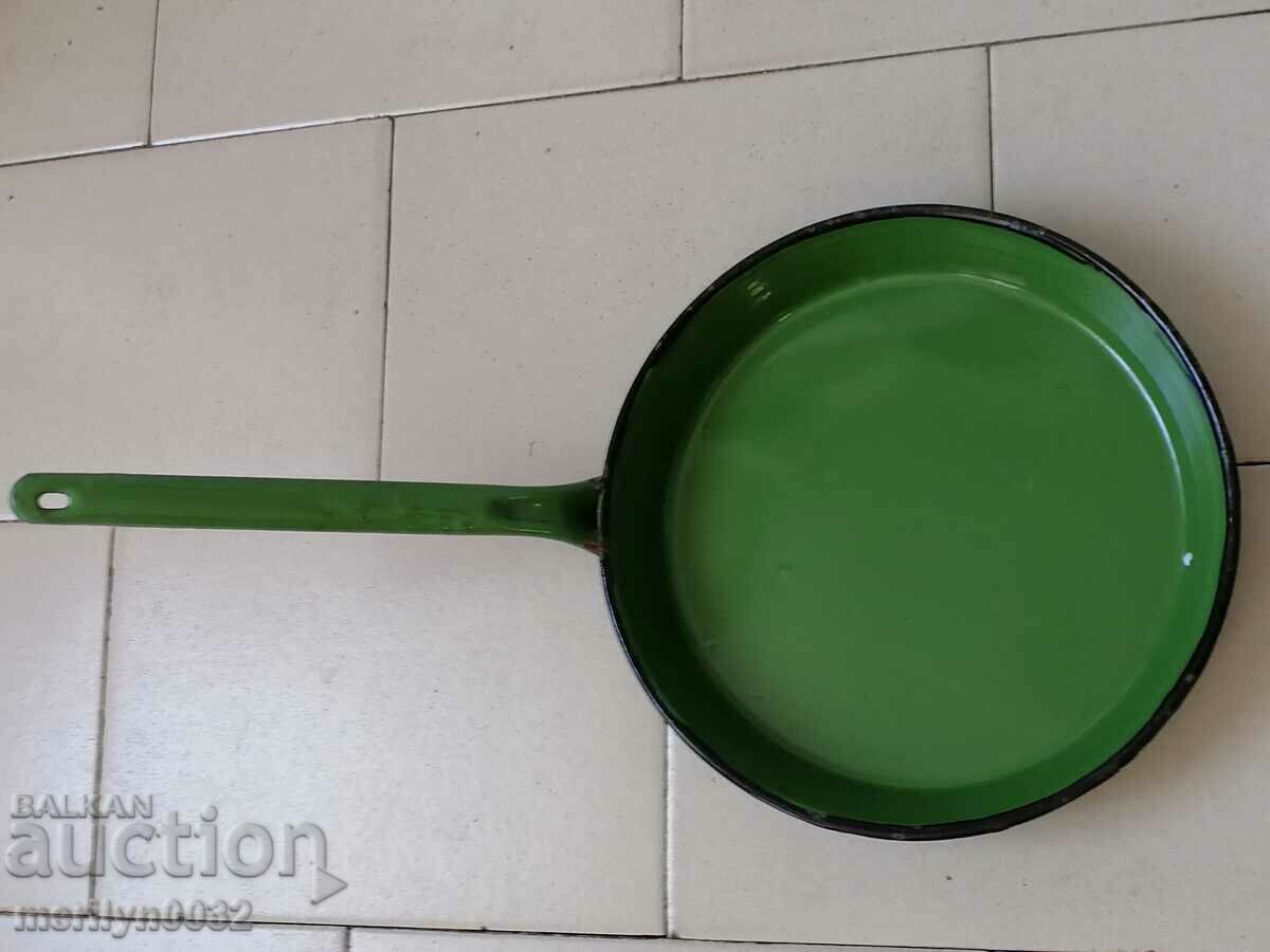 Auction  Old enameled dish, pan with enamel, 1955, Sofia NRB
