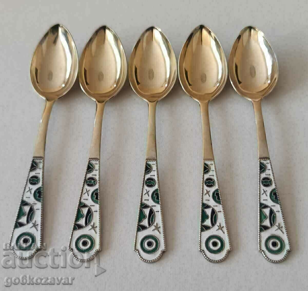 Silver spoons USSR-Russia Enamel-gilt Markings Perfect with price 399.00 BGN | € 204.01 Silver spoons USSR-Russia Enamel-gilt Markings Perfect with price 399.00 BGN | € 204.01