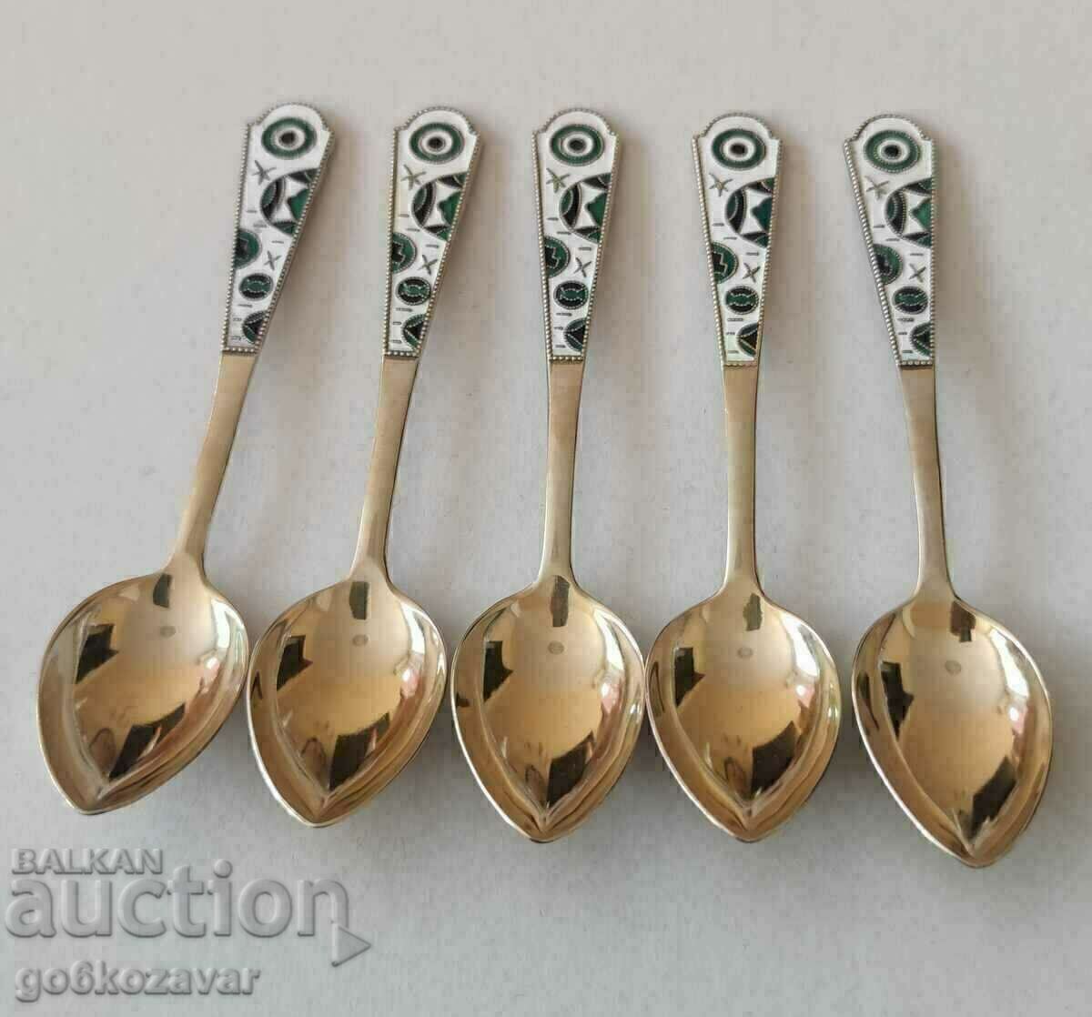 Delivery of Silver spoons USSR-Russia Enamel-gilt Markings Perfect Delivery of Silver spoons USSR-Russia Enamel-gilt Markings Perfect