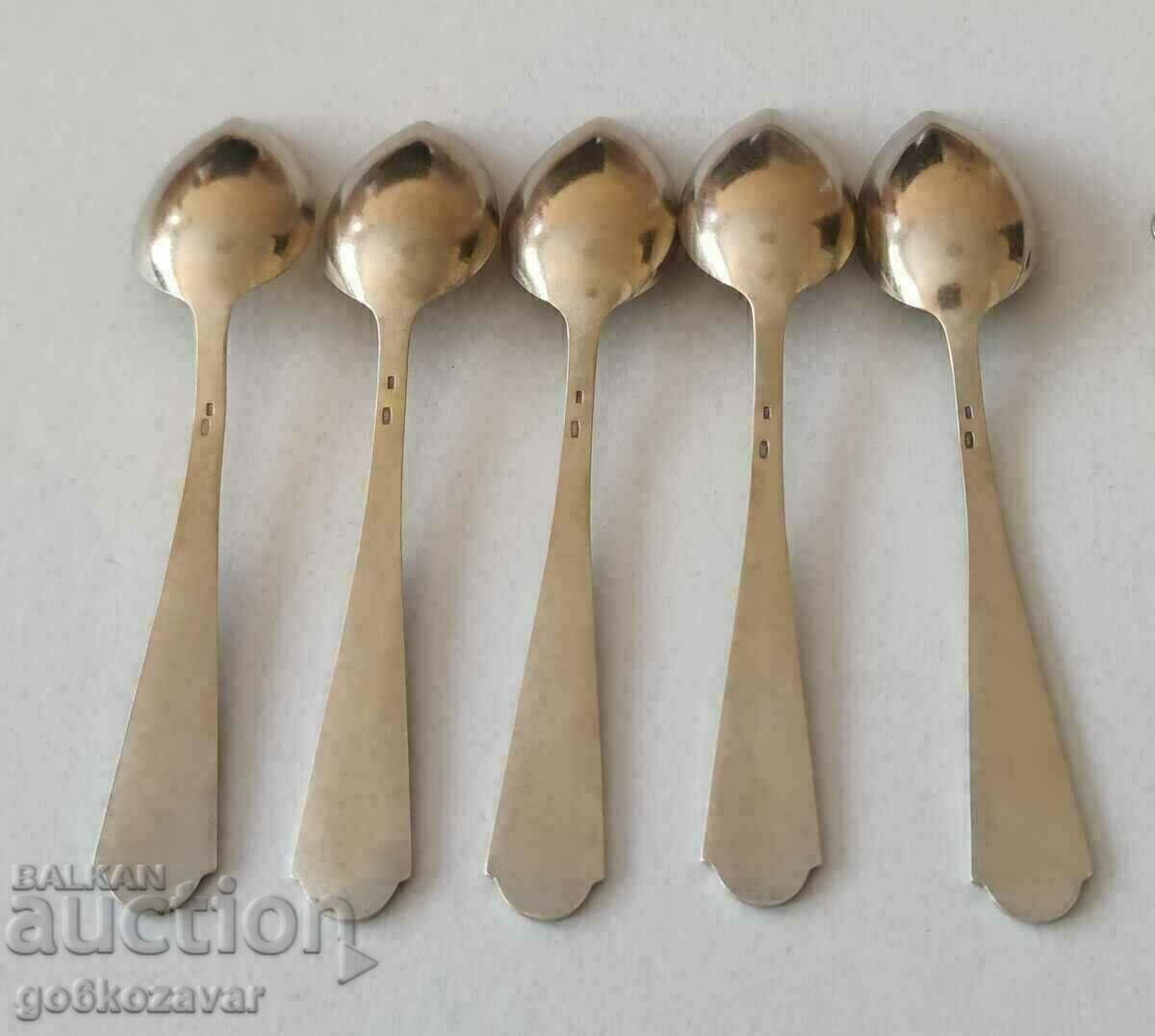 Silver spoons USSR-Russia Enamel-gilt Markings Perfect - 5 Silver spoons USSR-Russia Enamel-gilt Markings Perfect - 5