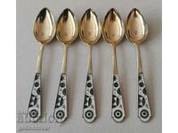 Silver spoons USSR-Russia Enamel-gilt Markings Perfect