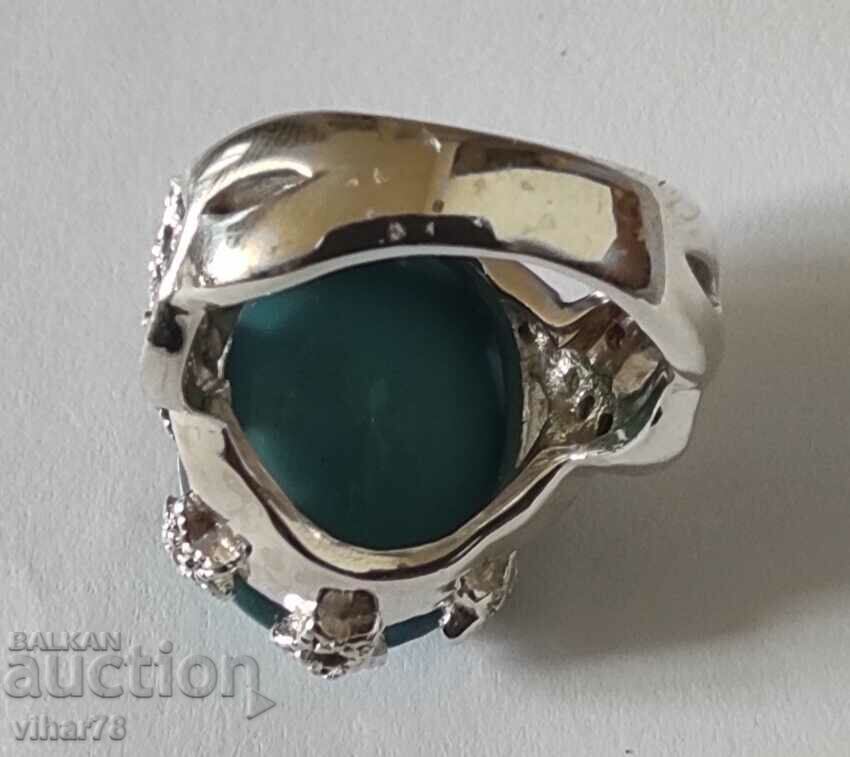 SILVER WOMEN'S RING WITH TURQUOISE - 7 SILVER WOMEN'S RING WITH TURQUOISE - 7