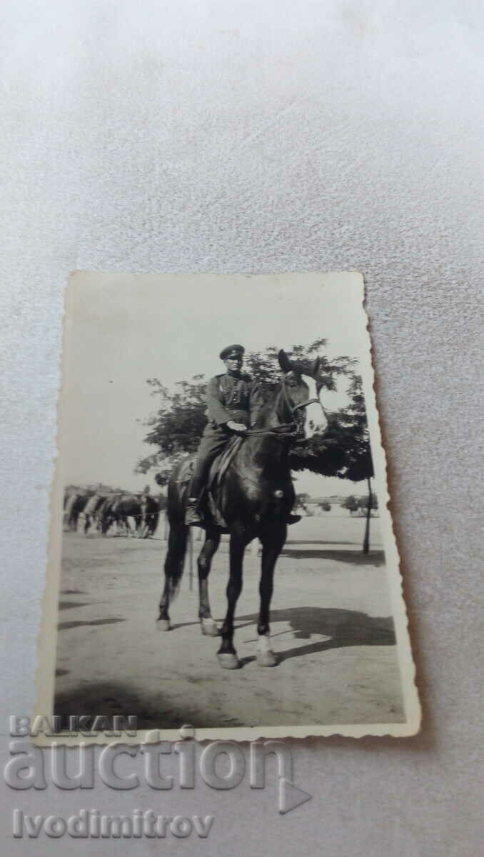 Fotografie Ofițer Sofia pe un cal negru 1939