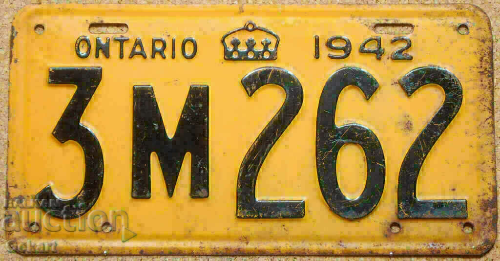 Canadian License Plate ONTARIO 1942