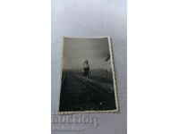 Photo Dragoman Woman on a railway track 1944