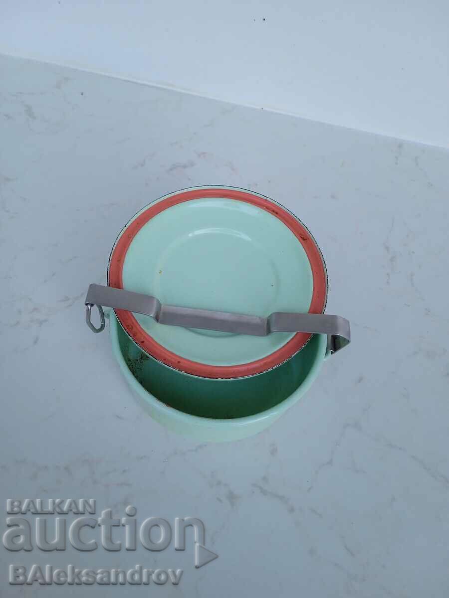 Soc enamel bowl with lid - 5 Soc enamel bowl with lid - 5