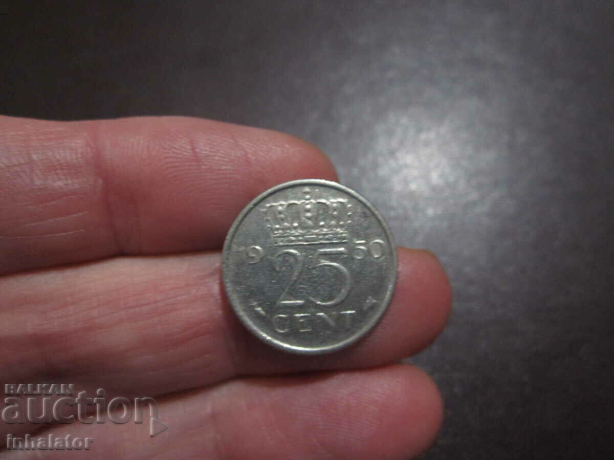 1950 год 25 цента Холандия -