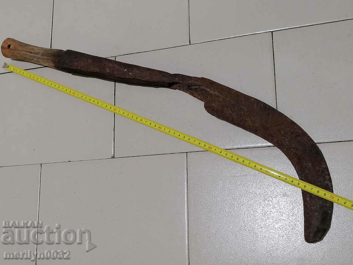 Auction Old hand forged koser machete wrought iron saber knife Auction Old hand forged koser machete wrought iron saber knife