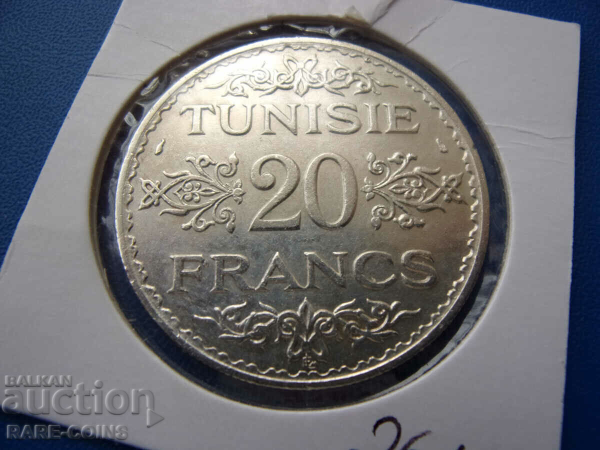 Tunisia-20 francs 1353 Rare Original