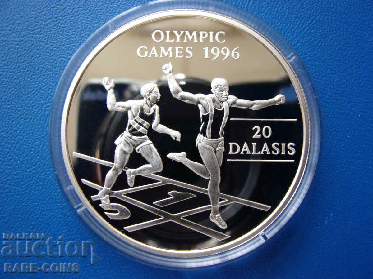 Gambia 20 dalasis 1994 UNC PROOF Rare Original