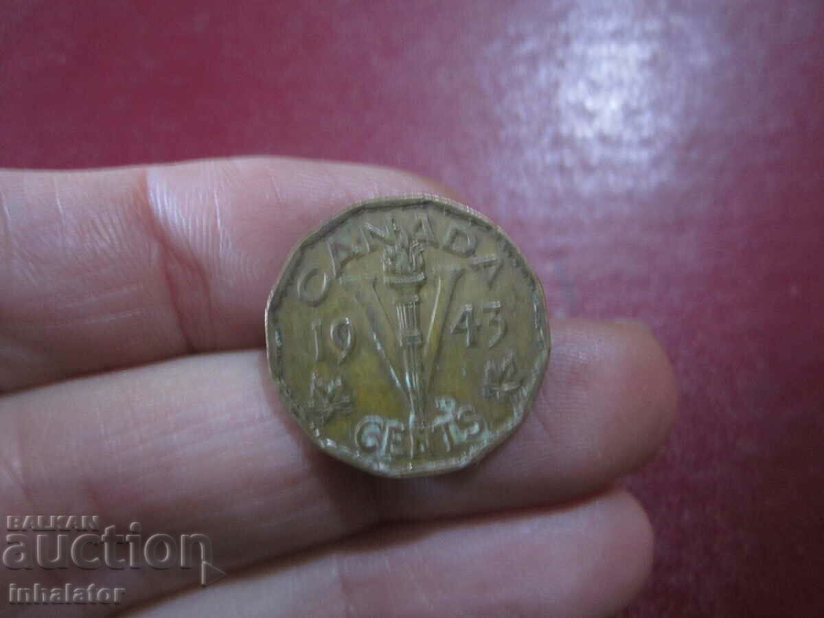 1943 год 5 цента Канада Джордж 6
