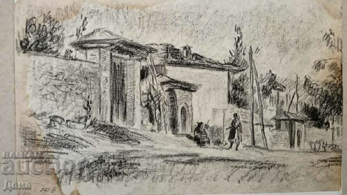 Yevgeny Bosiatsky drawing from the 50s with price 100.00 BGN | € 51.13