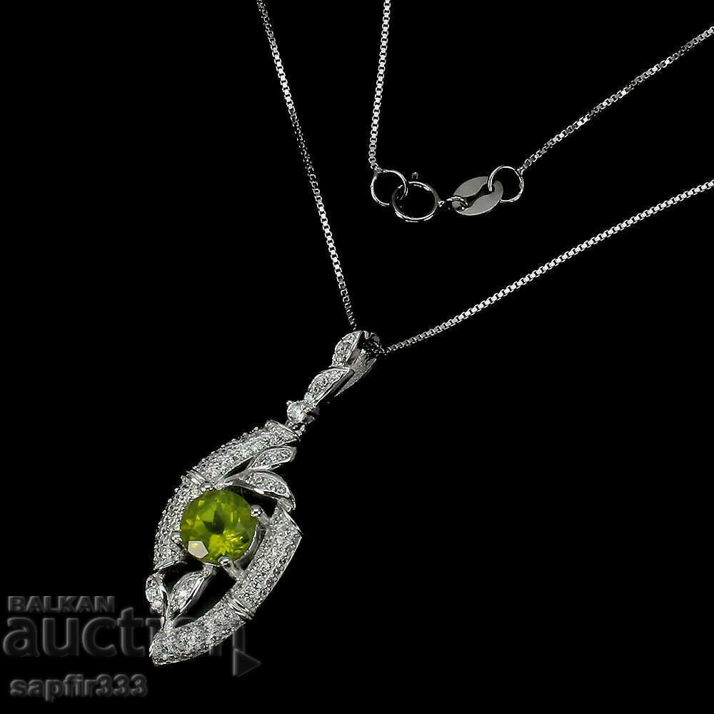 FINE SILVER MEDALLION WITH NATURAL PERIDOT AND ZIRCONIA