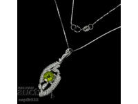 FINE SILVER MEDALLION WITH NATURAL PERIDOT AND ZIRCONIA