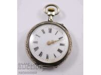 Старинен дамски сребърен джобен часовник  -   работи