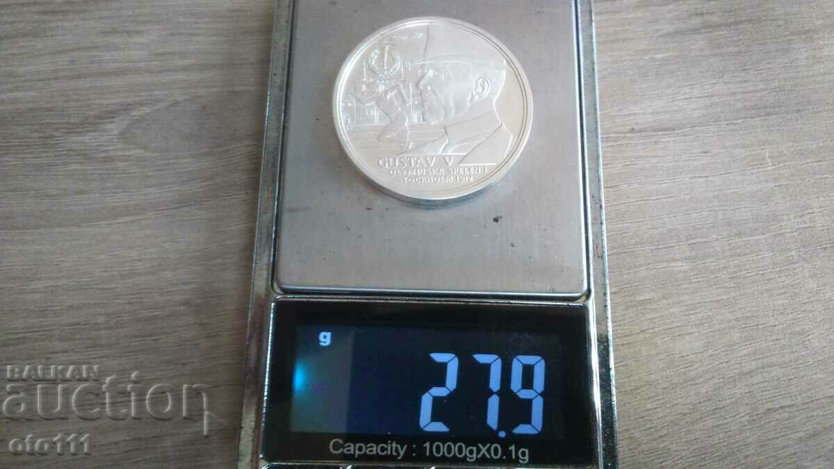 SILVER COMMEMORATIVE COIN / MEDAL/ GUSTAV V - 925 - 5 SILVER COMMEMORATIVE COIN / MEDAL/ GUSTAV V - 925 - 5