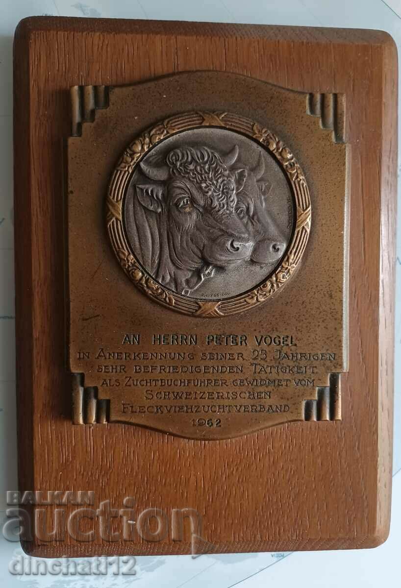 Award. Table plaque Switzerland. Bullfighting