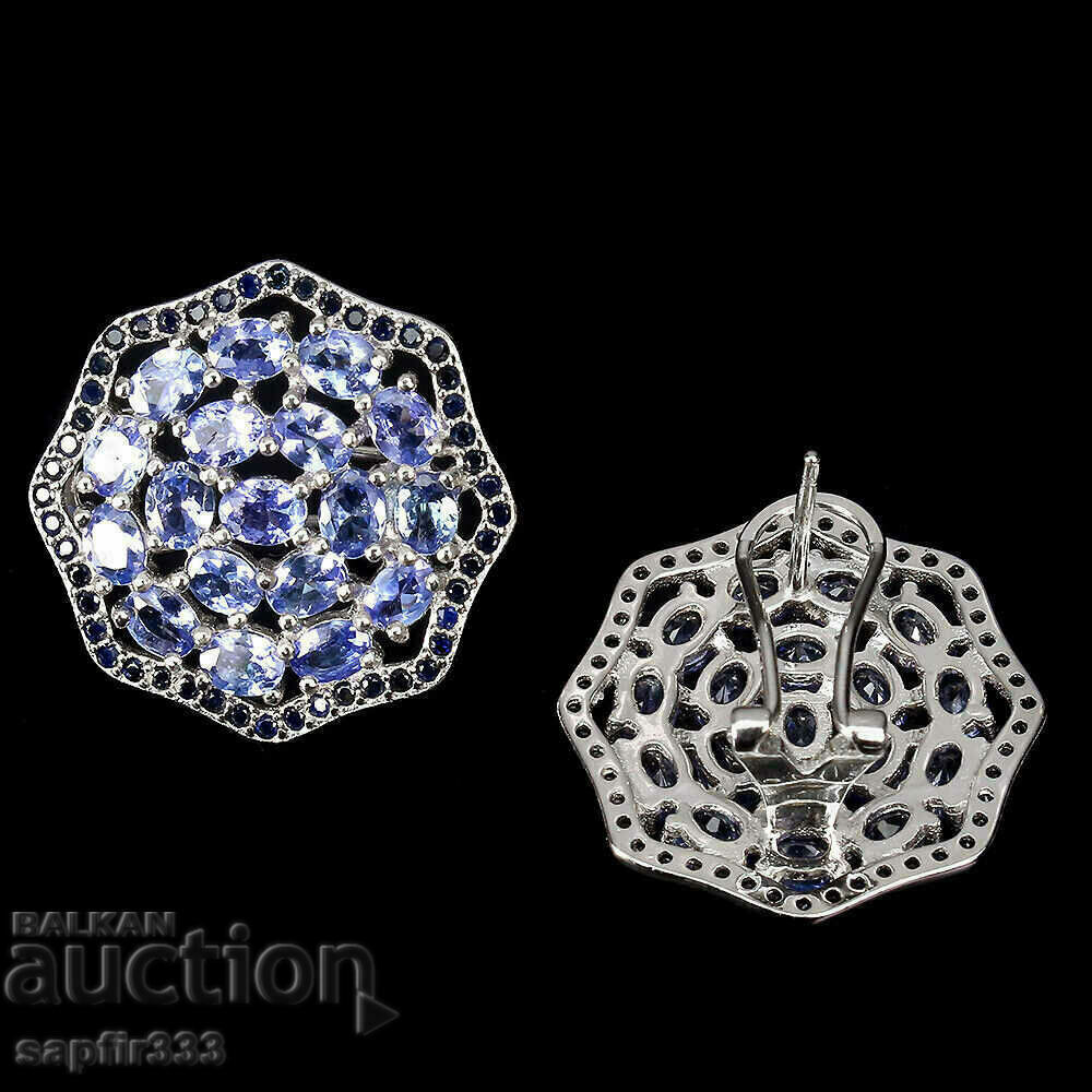 Auction  DESIGNER EARRINGS TANZANITES AND SAPPHIRES "OCTAGON"