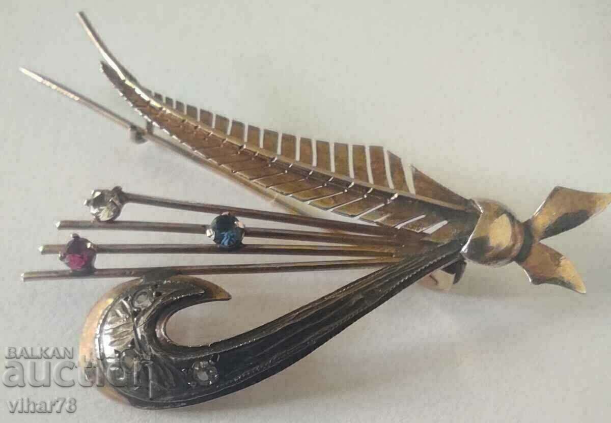 Broșă de aur foarte frumoasă-14 cărți Broșă de aur foarte frumoasă-14 cărți