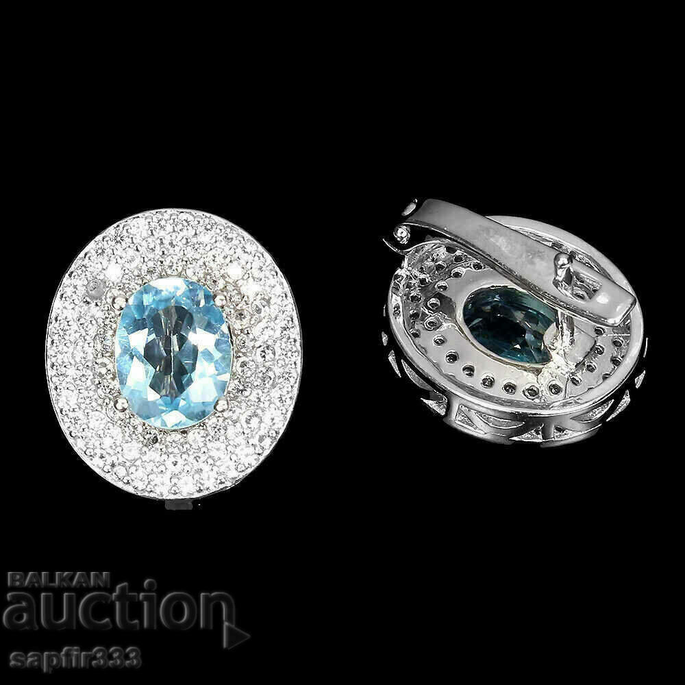 Auction BEAUTIFUL SILVER EARRINGS WITH NATURAL BLUE AND WHITE TOPAZS Auction BEAUTIFUL SILVER EARRINGS WITH NATURAL BLUE AND WHITE TOPAZS