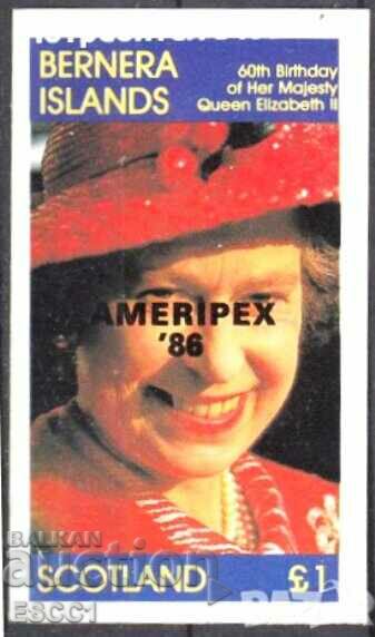 Чист блок Кралица Елизабет II  Надпечатка 1986 от Шотландия