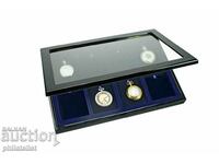SAFE wooden box / showcase for 8 pocket watches